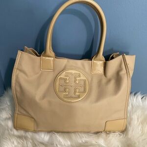 Tory Burch camvas Beige Designer Tote Bag
